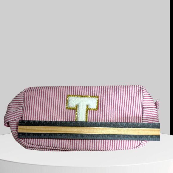 Cosmetic Bag 2 piece Initial T on Both Preppy.  Gift for Friend, Family Teacher - Picture 4 of 7